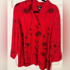 Ali Miles Red Artistic Women's Blouse